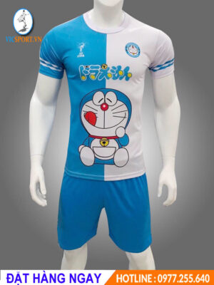 ÁO ĐÁ BANH DORAEMON TRẮNG XANH CỰC ĐẸP