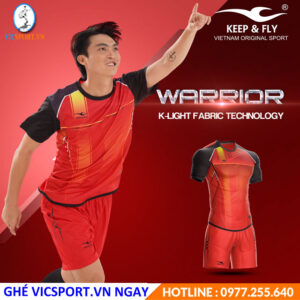 Áo đá banh không logo KeepFly Warrior màu đỏ