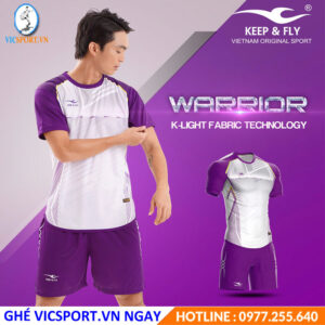 Áo đá banh không logo KeepFly Warrior màu trắng