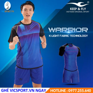 Áo đá banh không logo KeepFly Warrior màu xanh bích
