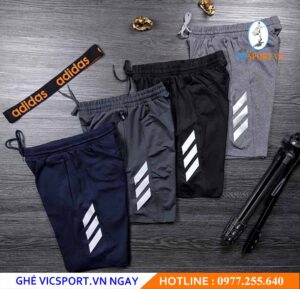 QUẦN SHORT THUN NAM ADIDAS SỌC CHÉO HÔNG