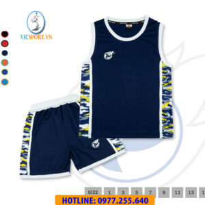 ÁO BÓNG RỔ TRẺ EM CAMO MÀU XANH ĐEN
