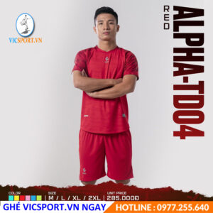 ÁO ĐÁ BANH ALPHA-TD04 MÀU ĐỎ