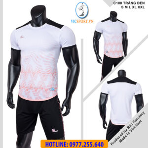ÁO ĐÁ BANH RIKI C100 TRẮNG ĐEN