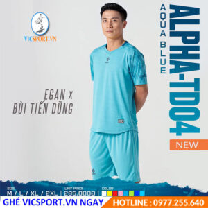 ÁO ĐÁ BANH ALPHA TD04 XANH DA