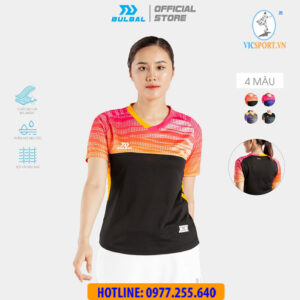 ÁO CẦU LÔNG NỮ BULBAL BAT1004 HỒNG CAM ĐEN
