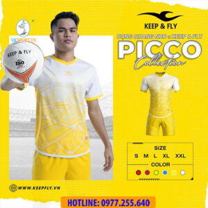 Áo bóng đá không logo KeepFly Picco màu trắng vàng