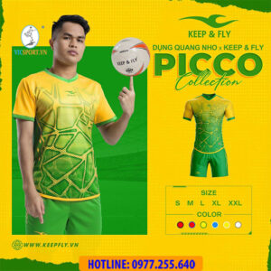Áo bóng đá không logo KeepFly Picco màu vàng xanh