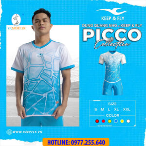 Áo bóng đá không logo KeepFly Picco màu xanh da