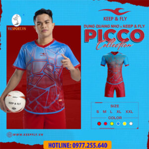 Áo bóng đá không logo KeepFly Picco màu xanh đỏ