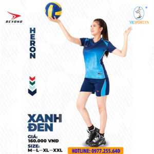 ÁO BÓNG CHUYỀN NỮ BEYONO HERON XANH ĐEN