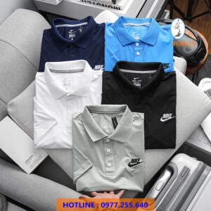 ÁO CỔ TRỤ NAM NIKE TRƠN LOGO THÊU