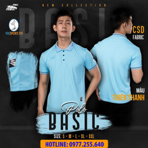 ÁO POLO DI CHUYỂN RIKI BASIC MÀU XANH THIÊN THANH