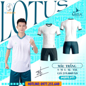 ÁO ĐÁ BANH MIRA LOTUS PTT MÀU TRẮNG