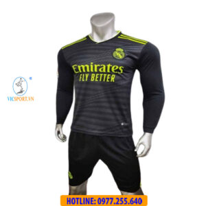 ÁO TAY DÀI CLB REAL MADRID 2022-2023 ĐEN SÂN KHÁCH
