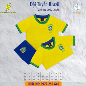 BỘ BÓNG ĐÁ TRẺ EM BRAZIL 2022 MÀU VÀNG