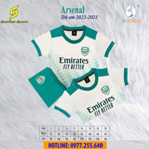BỘ BÓNG ĐÁ TRẺ EM CLB ARSENAL 2022-2023 TRẮNG XANH