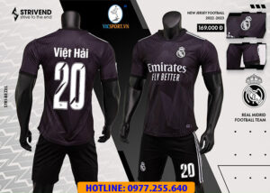 ÁO REAL DÒNG STRIVEND MÀU ĐEN IN CHO KHÁCH
