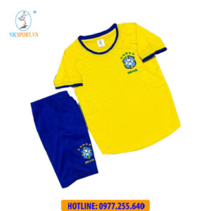 ÁO TRẺ EM ĐỘI TUYỂN BRAZIL WC 2022 MÀU VÀNG VẢI MÈ