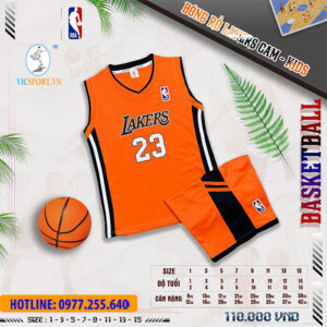 BỘ BÓNG RỔ TRẺ EM LAKERS MÀU CAM