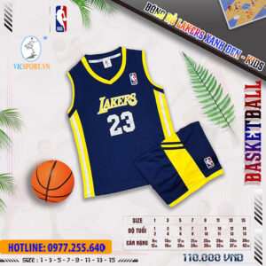 BỘ BÓNG RỔ TRẺ EM LAKERS MÀU XANH ĐEN