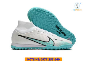 GIÀY ĐÁ BANH SF CỔ CAO NIKE AIR ZOOM MERCURIAL VAPOR 15 ACADEMY TF TRẮNG XANH NGỌC