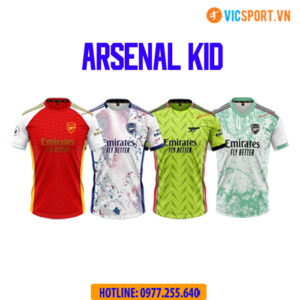 Áo đá banh trẻ em Clb Arsenal mùa giải 2023-2024 vải mè
