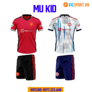 Áo đá banh trẻ em Clb MU mùa giải 2023-2024 vải mè