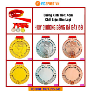 Huy chương kim loại Bóng Đá dây đỏ