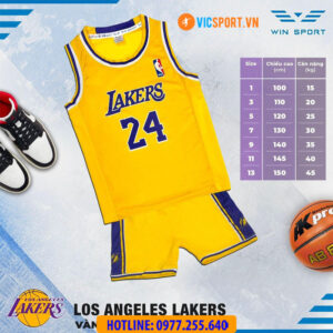 Quần áo bóng rổ trẻ em Lakers