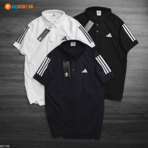Áo thun nam adidas cổ trụ logo phản quang
