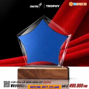 Kỷ niệm chương pha lê iWin HDW 217 đế gỗ