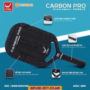 Vợt pickleball Wika Carbon Pro T1000 không viền