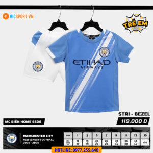 Áo đá banh trẻ em Strivend Clb Man City mùa giải 2025-2026