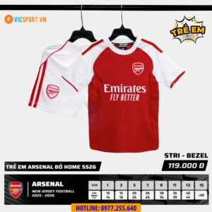 Áo đá banh trẻ em Strivend Clb Arsenal SS26 mùa giải 2025-2026