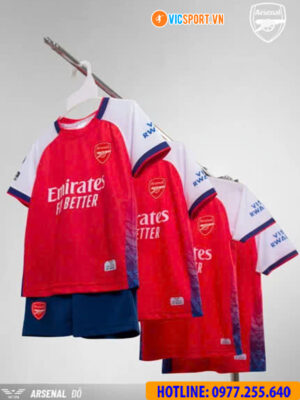 Quần áo bóng đá trẻ em thiết kế Clb Arsenal mùa giải 2025-2026