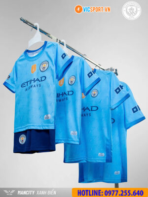 Áo đá banh trẻ em thiết kế Clb Man City mùa giải 2025-2026