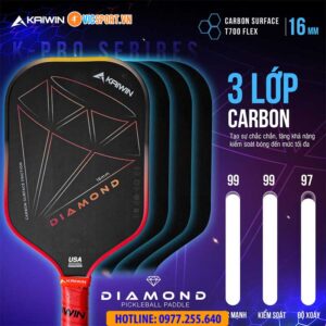 Vợt pickleball Kaiwin Diamond K-Pro Carbon T700