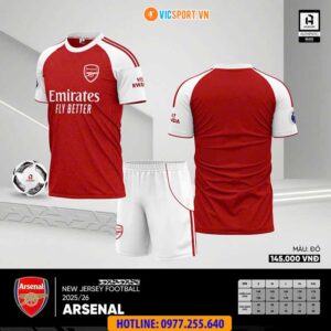 Áo đá banh Clb Arsenal mùa giải 2025-2026 vải mè