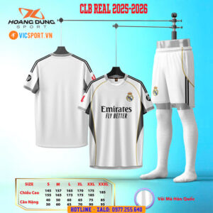Áo đá banh Clb Real Madrid mùa giải 2025-2026 vải mè