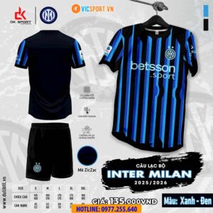 Áo đá banh Clb Inter Milan mùa giải 2025-2026 vải mè