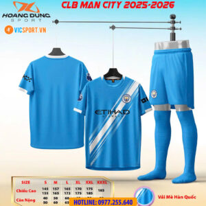 Áo đá banh Clb Man City mùa giải 2025-2026 vải mè