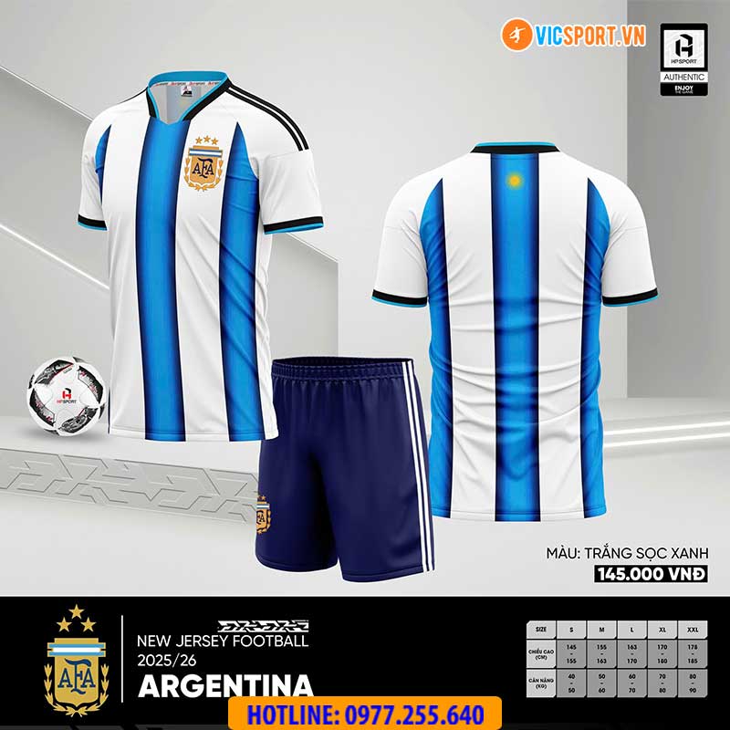 Áo đá banh đội tuyển Argentina WC 2026 vải mè