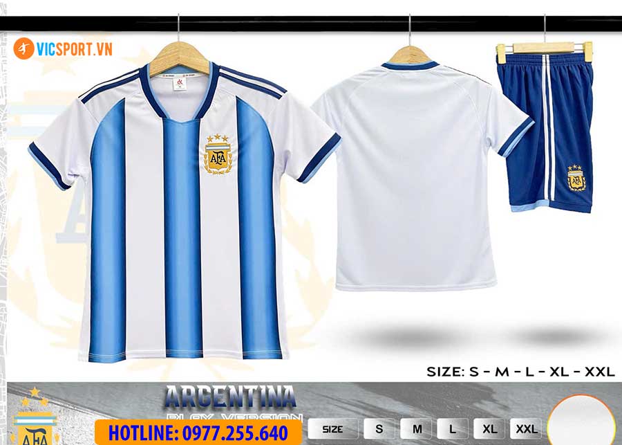 Áo đá banh đội tuyển Argentina WC 2026 vải mè - Hình ảnh 6