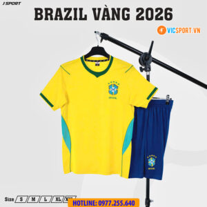 Áo đá banh đội tuyển Brazil WC 2026 vải thun lạnh