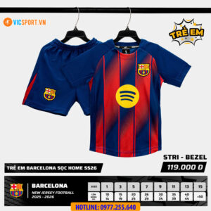 Áo đá banh trẻ em Strivend Clb Barcelona mùa giải 2025-2026