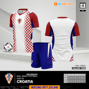 Áo đá banh đội tuyển Croatia WC 2026 vải mè