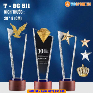 Kỷ niệm chương pha lê DG511 đế gỗ