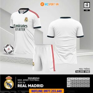 Áo đá banh Clb Real Madrid mùa giải 2026-2027 vải mè