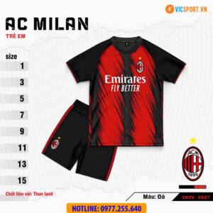 Quần áo đá banh trẻ em Clb AC Milan mùa giải 2026-2027